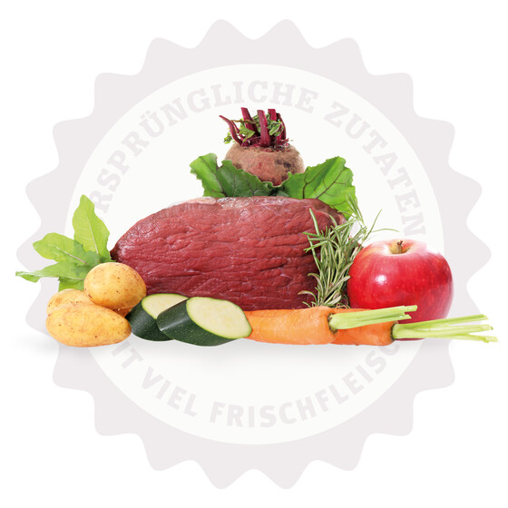 Lakefields Weiderind mit Karotten, �pfeln und Kartoffeln f�r Welpen 200 gr