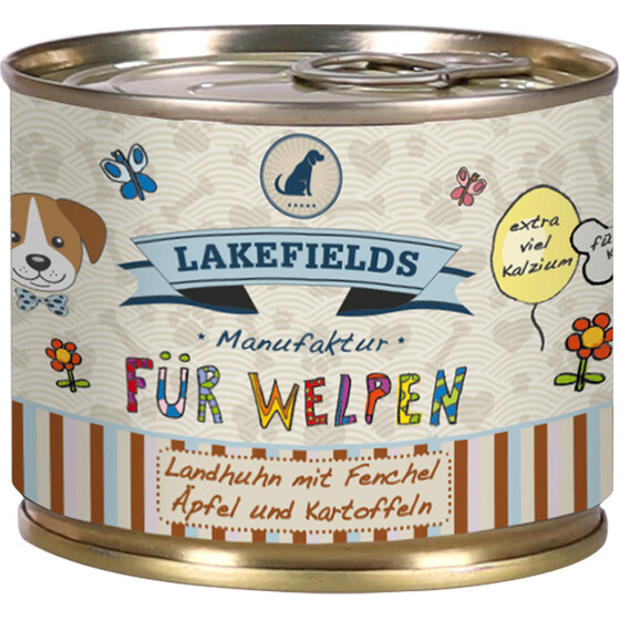Lakefields Landhuhn mit Fenchel, �pfeln und Kartoffeln f�r Welpen 200 gr
